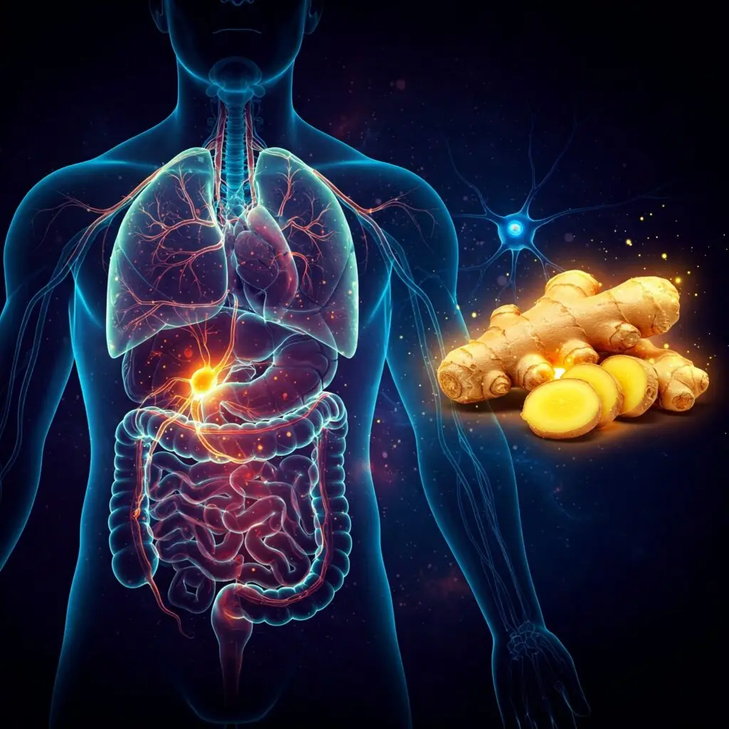 Review of scientific studies on the effects of ginger capsules on sports performance, including reduced muscle soreness and inflammation, improved digestion, reduced oxidative stress, and improved blood circulation.